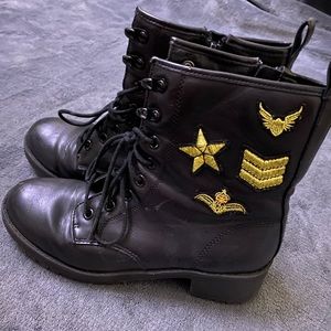 Steve madden black leather military combat boots